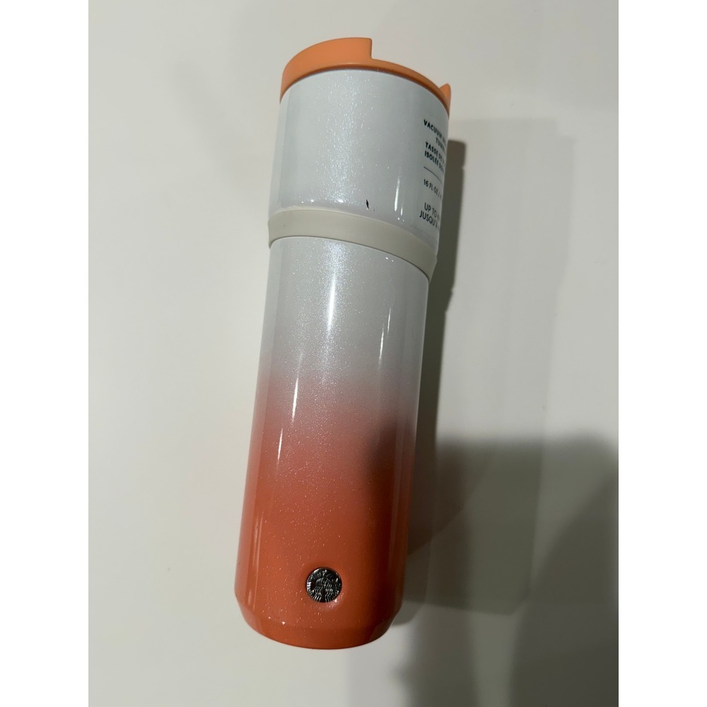 Starbucks 16oz Stainless Steel Tumbler Orange Ombre Glitter Vacuum Insulated - Picture 1 of 4
